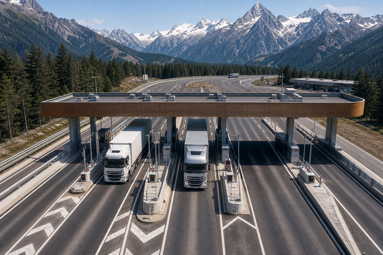Trucks at a tolling station