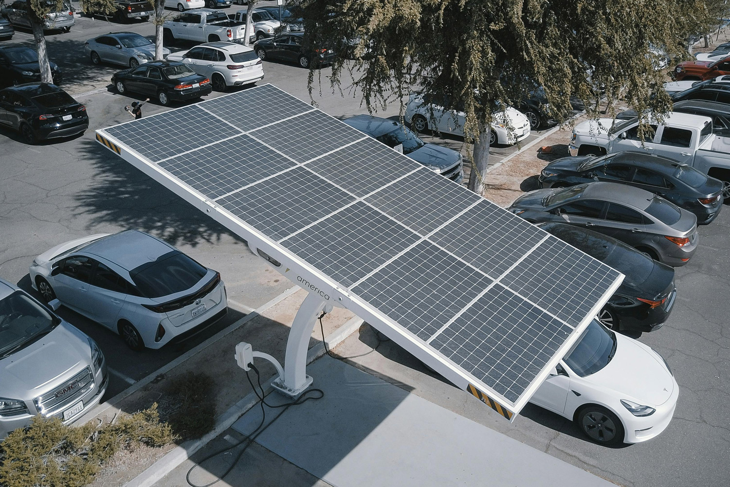 Solar energy on with EV charging on a parking